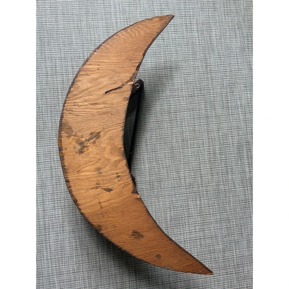 Vintage MCM Crescent Moon Stairway Wall Shelf Wood Hanging Display Folk Art 24”